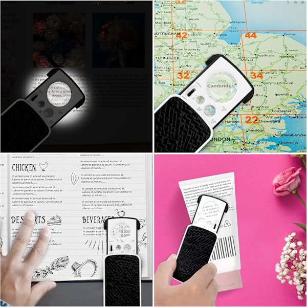 LED-taskulamppu suurennuslasilla - 30X 60X 90X suurennuslasi - Valoisa lukusuurennuslasi seniorille - Musta taittuva taskusuurennuslasi