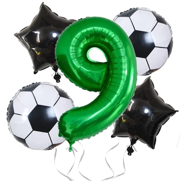 Jätte, ballongnummer, ballonger för födelsedagar, fotbollsdekorationer nummer 9