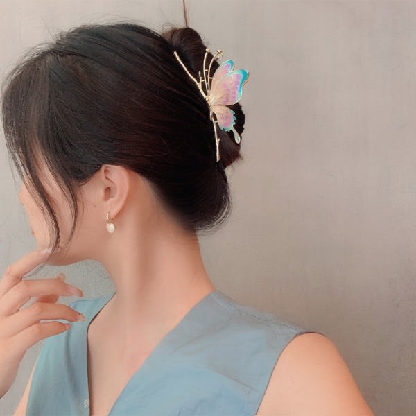 Butterfly Hair Claw Clip, Shark Clips Halkfria hårklämmor kinesisk stil Hanfu hårtillbehør for kvinner Butterfly
