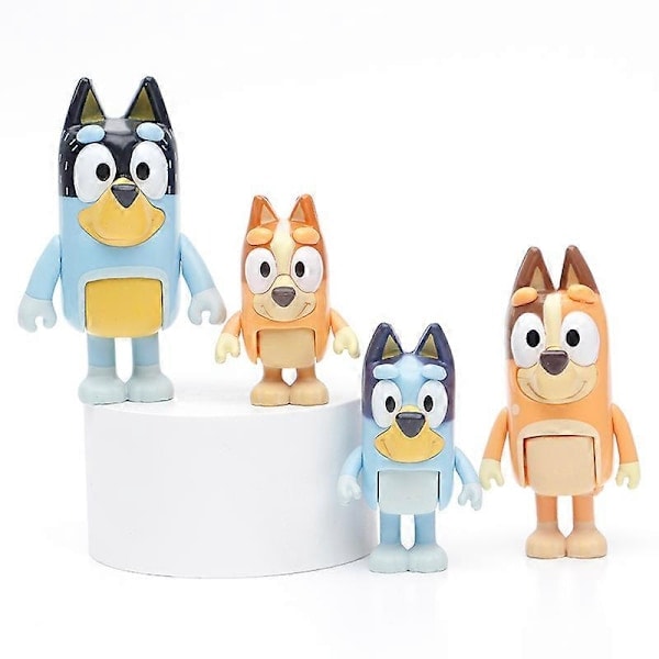 8 stk. Blåøjede Familie Actionfigurer Legetøj, Søde Anime Figur Blå Hund, Bevægelige Led PVC Dukke Model Ornamenter (PA)