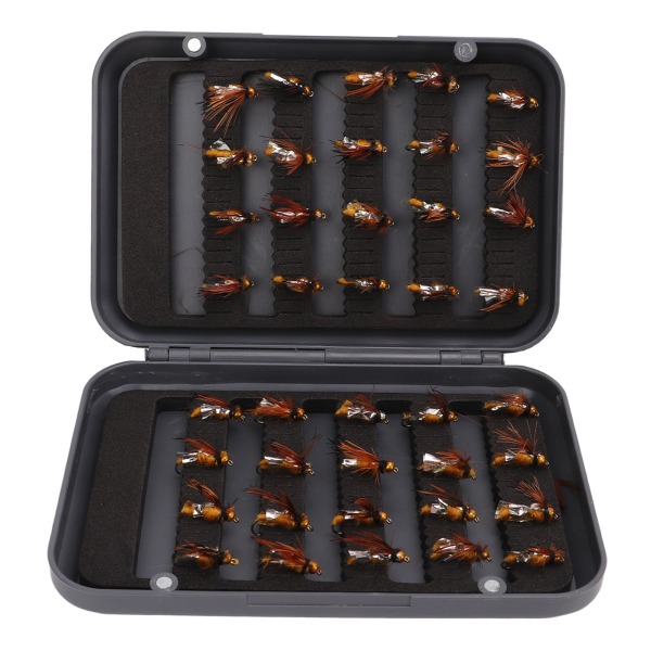 40 kpl Perhokalastusperhosarja vedenpitävällä laatikolla Näkyvät värit Käsin neulottava ruostumattomasta teräksestä valmistettu perhokalastusuhe kaloille