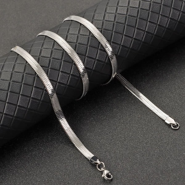 18\"/20\" Platt Slangkedja Herringbone Halsband Silver 4.0mm-45CM Silver 4.0mm-45CM