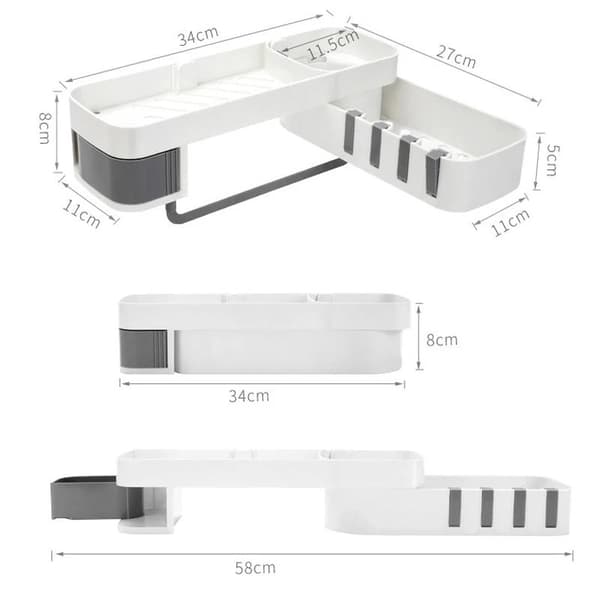 Smart Hjørnehylle for Dusj - Utfellbar - Plast