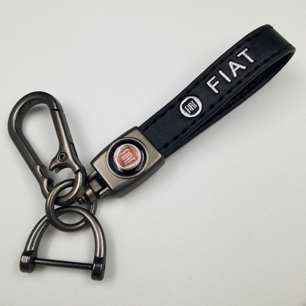 Lädernyckelring för bil, cykel, metallfinish | Robust nyckelring | Nyckelring och krokbeslag i silver Silver Hardware Fiat