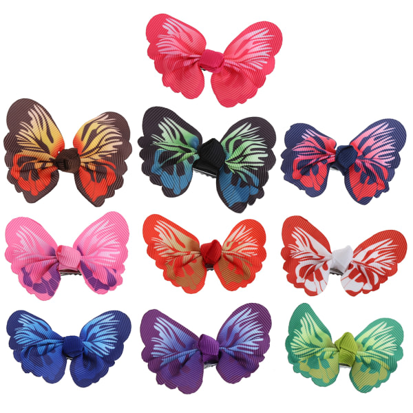 10:a Flickor 3D Butterfly Hårklämmor Färgglada Bowknot Hårnålar Frisyr Tillbehör Rosett hår Spännband Set för småbarn