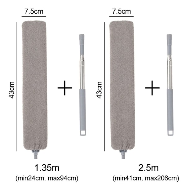Indtrækkelig sprække støvrengøringsbørste fleksibel 1.35m