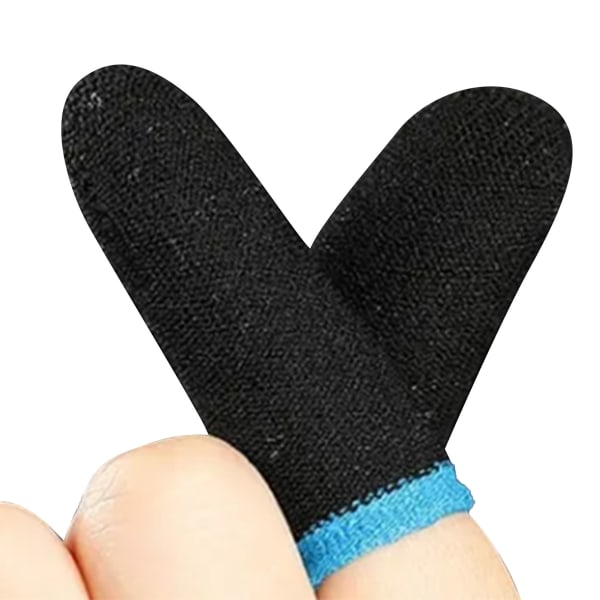 24 Stitch Carbon Fiber Gaming Finger Sleeves Anti Sweat Mobiltelefon Gaming Finger Sleeves Game Fingerspidser Sort Blå