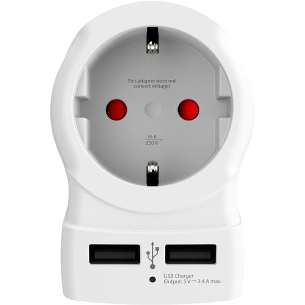 Reseadapter Europa till Storbritannien m.fl. 2xUSB-A 12W Jordad—pa