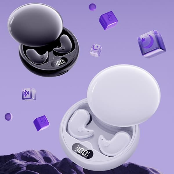 Bluetooth 5.3 Sovhörlurar TWS True Wireless Mini In-Ear Soveørepropper Løping Sport Hodetelefoner Svart