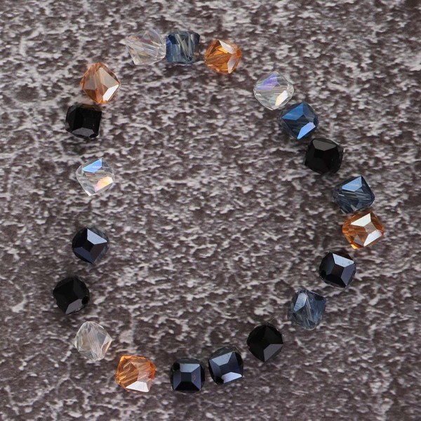 20 stk diagonalt hul kunstig krystal firkantede perler smykkefund DIY tilbehør 8 mm
