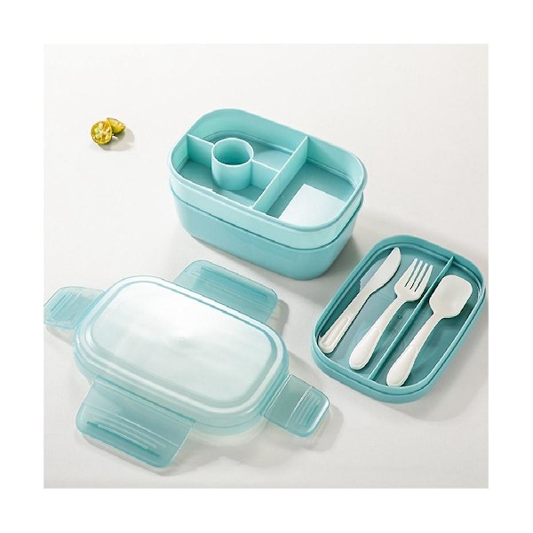 Stackbar Bento Lunchbox för Vuxna, 3 Lager, Läckagesäker, Allt-i-ett Bento Box Lunchlåda med Bestick och Såsbehållare