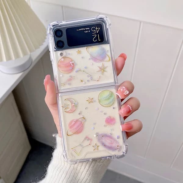 Läpinäkyvä elastinen puhelinkotelo Galaxy Z Flip 3:lle