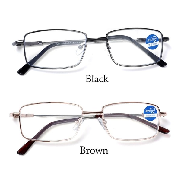 Anti-Blue Light Læsebriller Firkantede briller SORT Sort Styrke 200 Black Strength 200