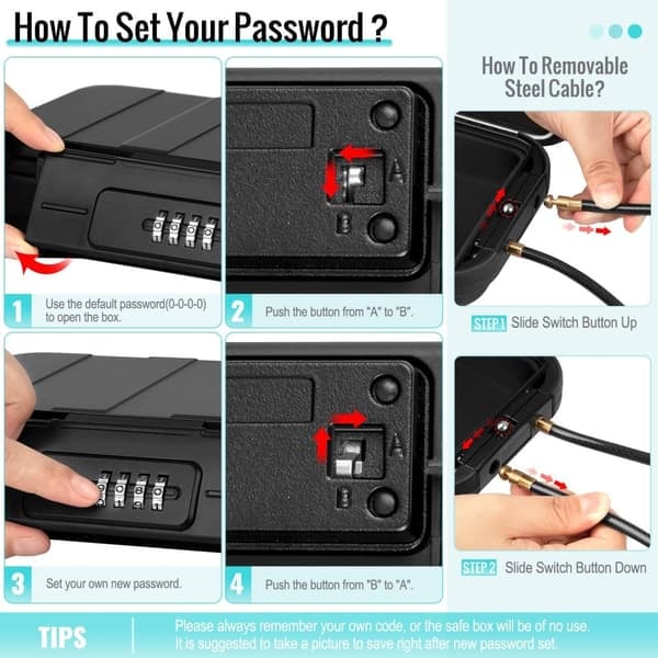 Portable Waterproof Safe with Code and Cable—pa