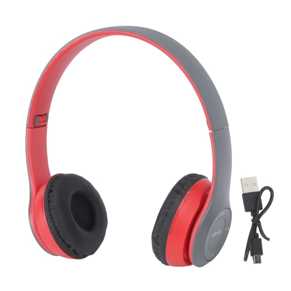 P47 BT Bluetooth hörlurar Brusreducering Vikbart trådlöst headset för sportmusikälskare Present Kvinnor Män Röd