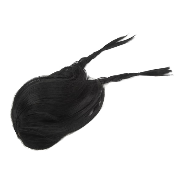 Flätad peruk Långt svart rakt hår Kvinnor peruk Justerbart bekvämt perukhår för festsminkning
