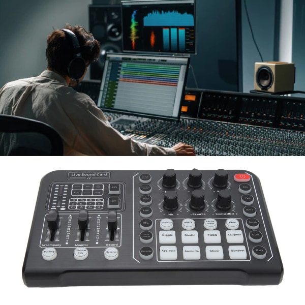 Professionelt mixer lydkort Bluetooth 6 tilstande Blokerer støj Live streaming lydkort til optagelse af udsendelse