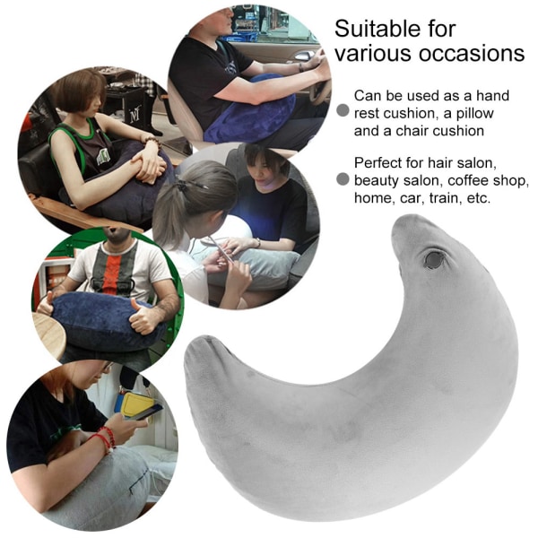 Bærbar oppblåsbar håndstøtte pute luftpute for frisørsalong skjønnhetssalong (grå)