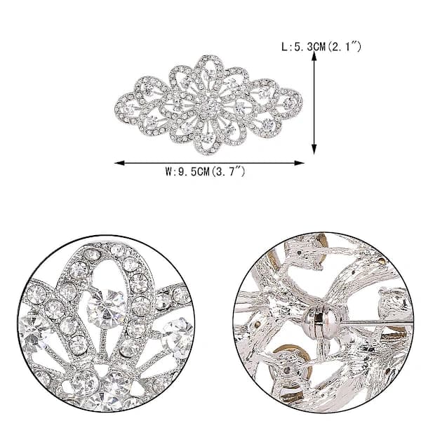 4 \" Brud Blomster Broche med Klare Krystaller