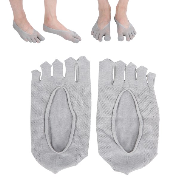 Tåsokker for kvinner No Show Low Cut Tynne Sklisikker Usynlige pustende sokker med Gel TabGray
