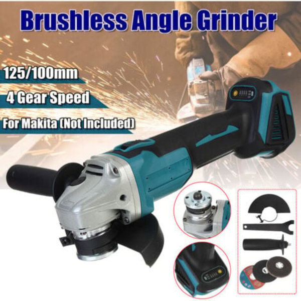 Sladdlös vinkelslip 125mm 18V 4 växlar för Makita Batteri + tillbehör (Endast maskin).pa
