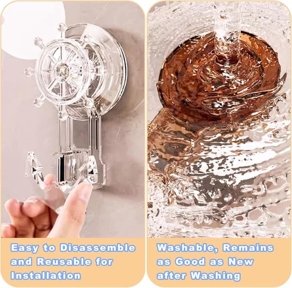 Sugkoppskrokar, 2-pack, Båtankareform, Bärnsten, för Glas & Badrum