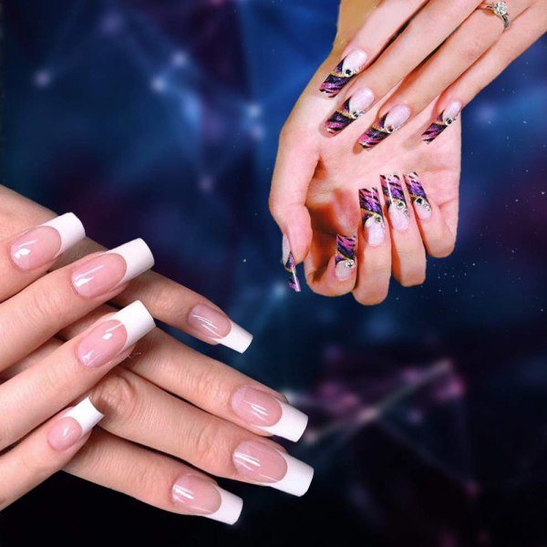 500 stk. Transparente Nail Art Negle Kunstfalske Negle Tips 10 forskellige størrelser Falske Negle Tips til kvinder Style C