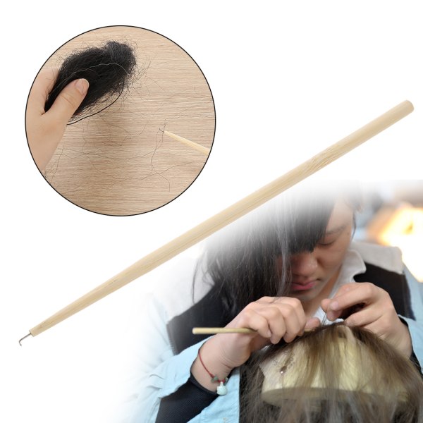 Hooking Hårventilationsnål med træhåndtag Blondeparyk Falskskægfremstilling Reparation Vævning M
