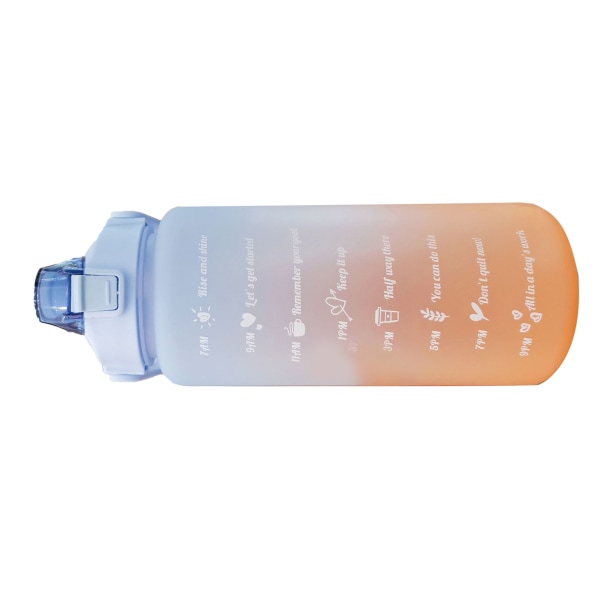 Halmflaske Lekkasjesikker frostet gradientfarge Ett klikk Åpen sportsvannkopp med håndtak Klar skala 2000 ml lyseblå