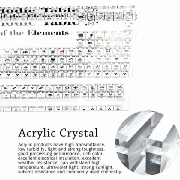 Kemi periodisk tabel display med elementer akryl gaver