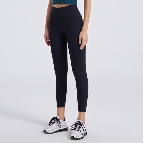 Capri-leggings med høj midja for women - Mjuk smal magkontroll - Träningsbyxor for löpning Cykling Yoga træning (svart, M M