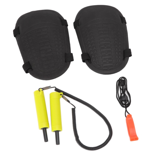 Sikkerhetsverktøy for isfiske Uttrekkbare ispinner, harde EVA-knebeskyttere og ikke-atomfløyte for beskyttelse utendørs gul