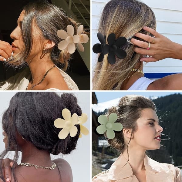 Hårklyper, 6 stk. matte blomsterhårklyper, 6 farger_paris