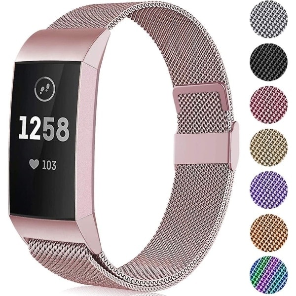 Metall Erstatningsarmbånd Kompatibelt med Fitbit Charge 3 Armbånd/Fitbit Charge 4 Armbånd, Justerbart Armbånd i Rustfritt Stål for Kvinner Menn, Smal...