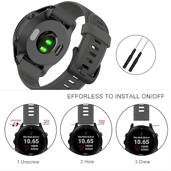 Paris-ranneke Forerunner 945/935 -kelloon, 22 mm silikoniranneke Forerunner 955/965 -kelloon, Garmin Fenix 6/5, Quatix 5 harmaa