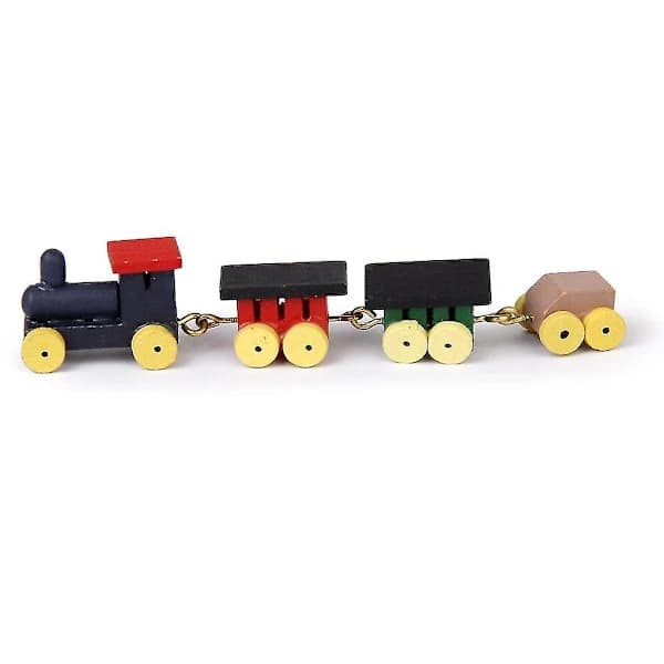 1/12 Dukkehus Miniature Trævogne og Tog Legetøjssæt