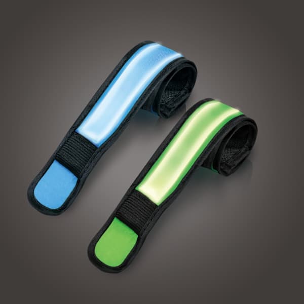 LED-refleksbånd Slap-wrap 2-pak Blå + Grøn