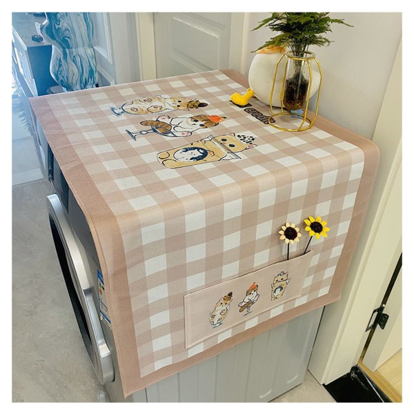 Kylskåp Cover stil Levande färger Mjuk bomull Linne Tvättmaskin Cover för familjekontor Kök Cat 23,6 tum bred och 55,5 tum lång