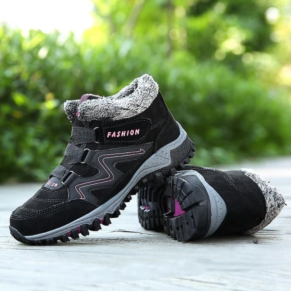 Vattentäta Snökängor för Damer Slip-On Pälsfodrade Sneakers Vinter Varma Skor 2K6137 BlackRed 35_paris
