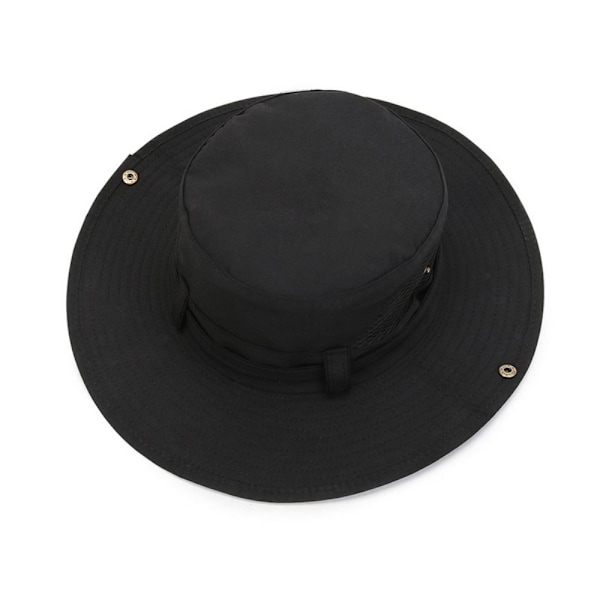 Sommer Mænd Bucket Hat Udendørs Bred Skygge Vandring Hat Mesh Strand Cap Fiske Hat black