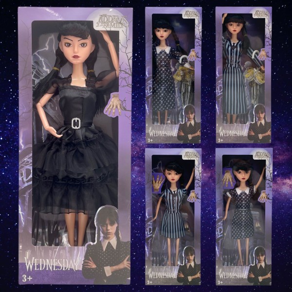 Nya Toys Addams' A Doll Wednesday Addams Doll Manufacturer long sleeves polka dots