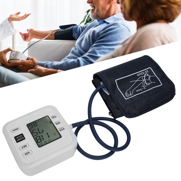 Kotitalouksien LCD-digitaalinen verenpainemittari, tarkka olkavarren verenpainemittari, valkoinen ilman ääntä