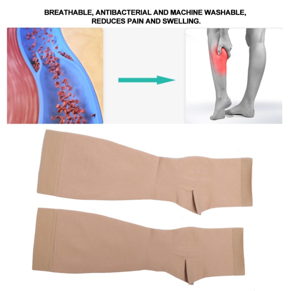 Medical Knee High Compression sukat Jalkoja laihduttavat suonikohjuja Sukat Sukat Vartalonhoito (Polvi High Open Toe ihonväri L)