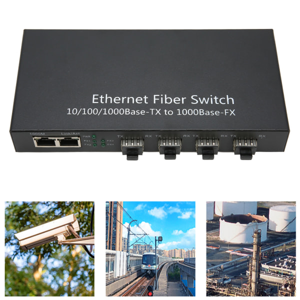 SFP Ethernet Fiber Switch Opp til 120 km 4 Optisk Port 2 Elektrisk Port 10 100 1000M Ethernet Fiber Transceiver 100?240V EU Plugg