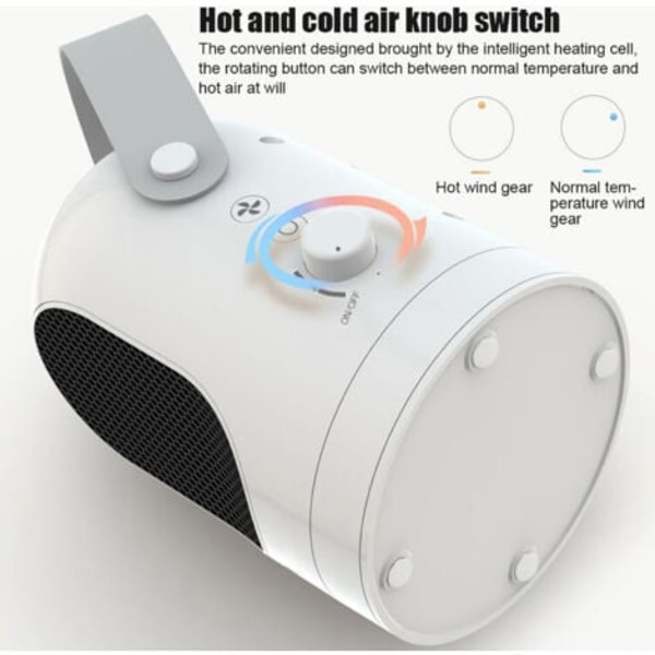 Bärbar Värmare 600W, 180° Rotation, Snabb Uppvärmning, Tyst, för Kontor, Hem, EU, 220V/50HZ.pa