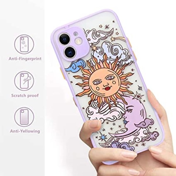 Yhteensopiva iPhone 12 case kanssa Matt Clear Design Sun Moon