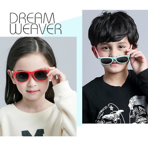 Boolavard barn polarisert solglasögon gummi flexibla nyanser for flickor Pojkar alder 3-10 (svart)
