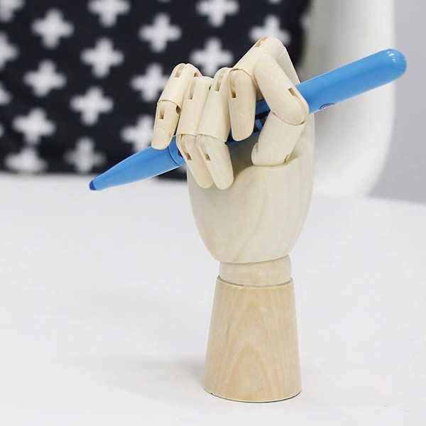 Trähandmodell Konstdocka med Rörliga Fingrar Målningskonstmaterial Handgjord Dekoration Display 7 Tum Höger Hand