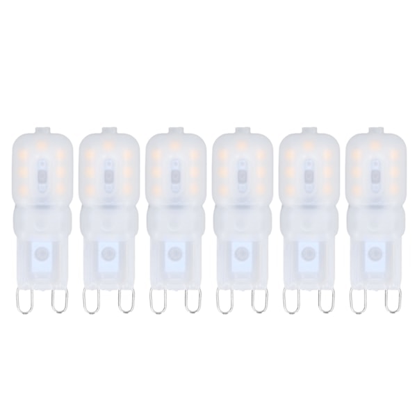 6 stk. G9 LED-pærer Dimbar 3W Energibesparende 360 ​​graders Lyspære for Taklamper og Taklamper Varmhvit 220-240V（PA）