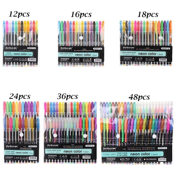 12/16/18/24/36/48-pack Gelpennor Markeringspennor Pastell - Perfekt